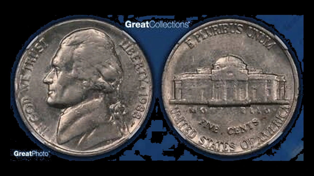 1988 Jefferson Nickel: Struck Through