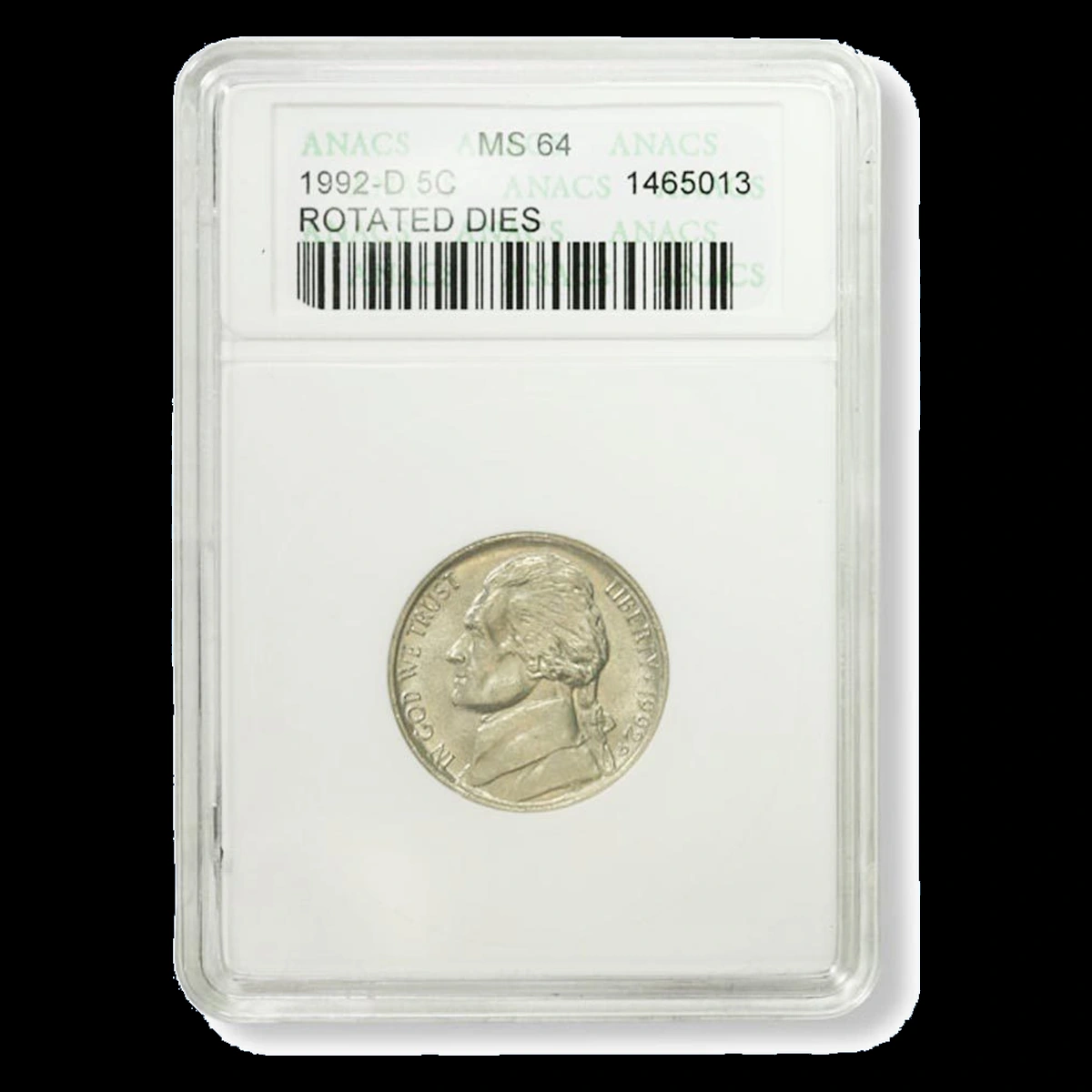 1992 Jefferson Nickel: Rotated Dies