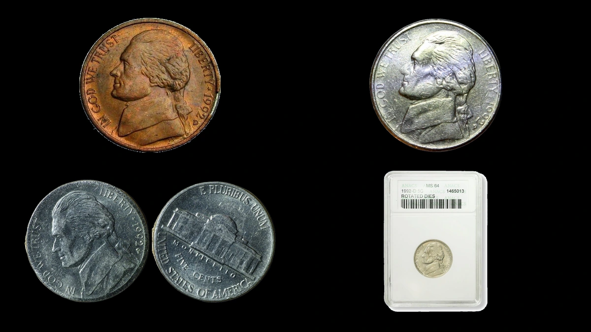1992 Nickel Errors — error coin photographs