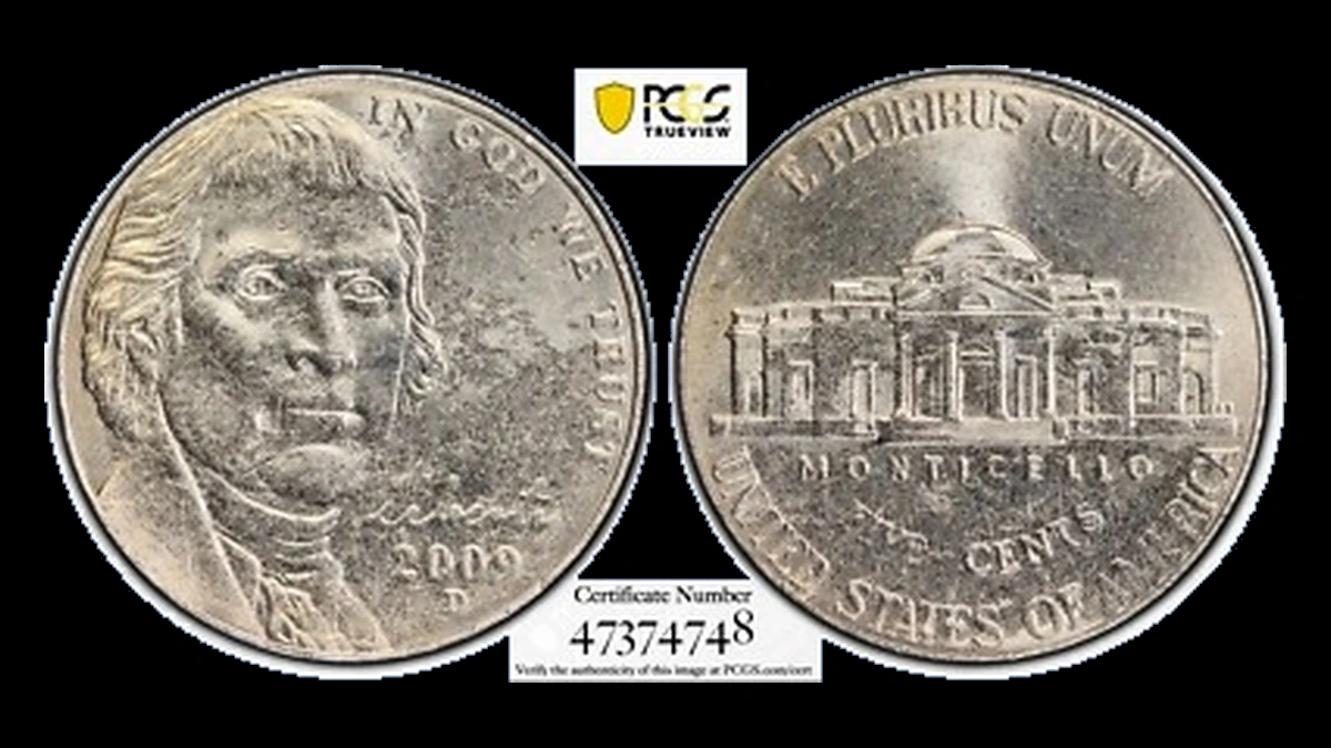 2009 Jefferson Nickel: Struck-Through Error