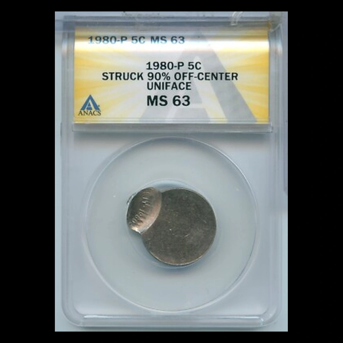 1980 Jefferson Nickel: Off-center strike