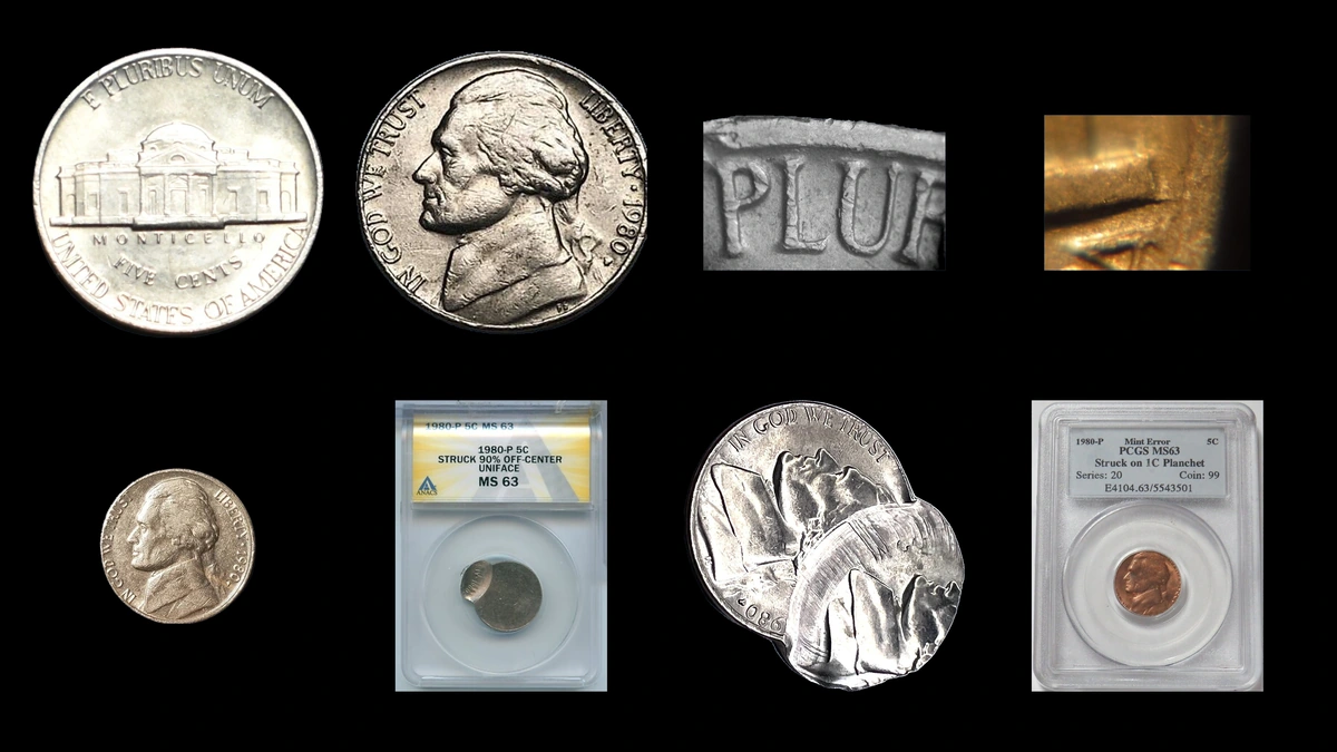 1980 Nickel Errors — error coin photographs