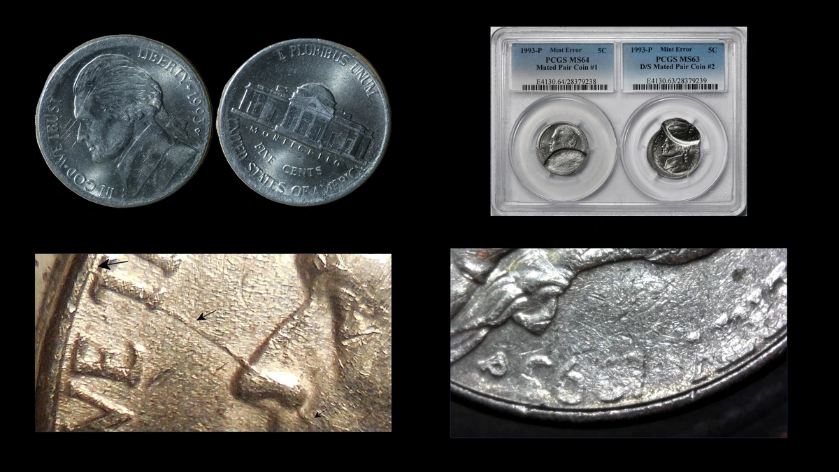 1993 Nickel Errors — error coin photographs