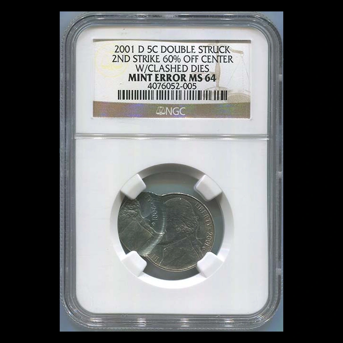 2001 Jefferson Nickel: Off-Center Strike