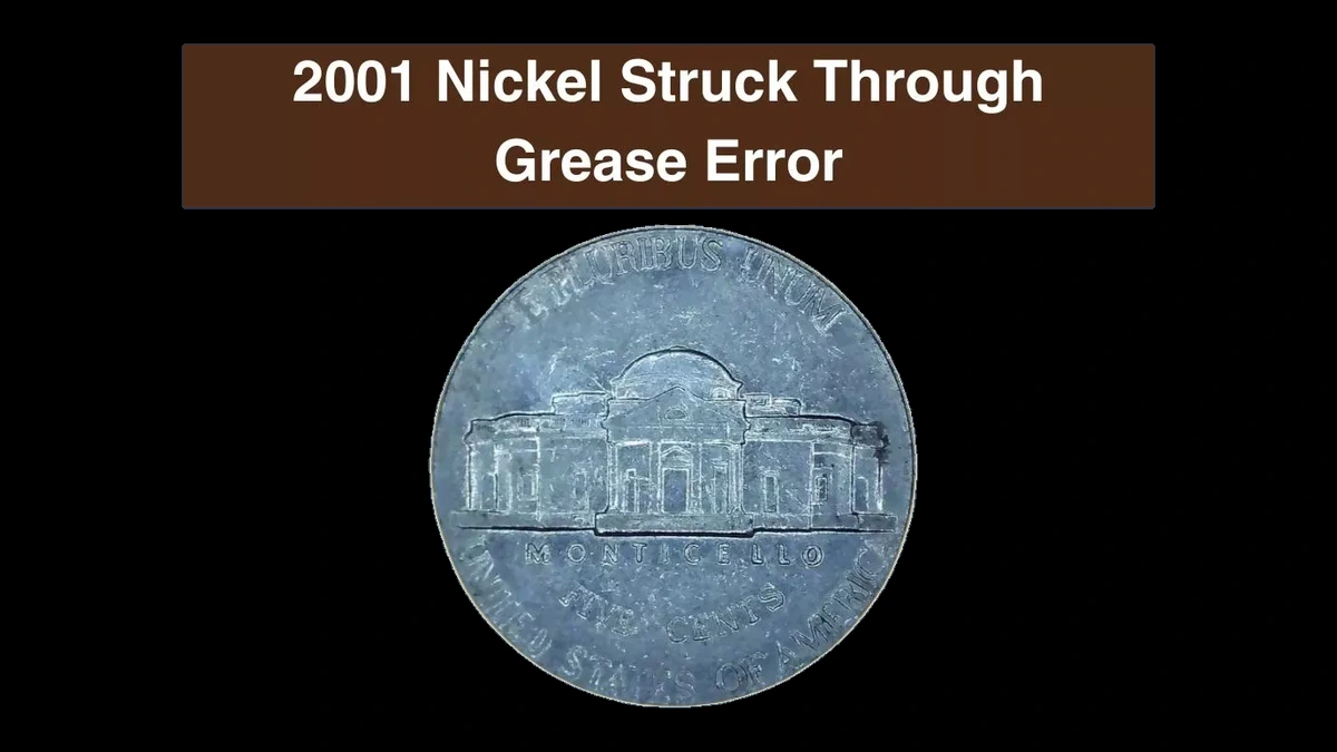 2001 Jefferson Nickel: Struck-Through Error