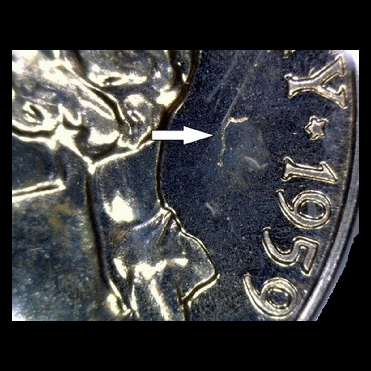 1959 Jefferson Nickel: Struck-Through Error