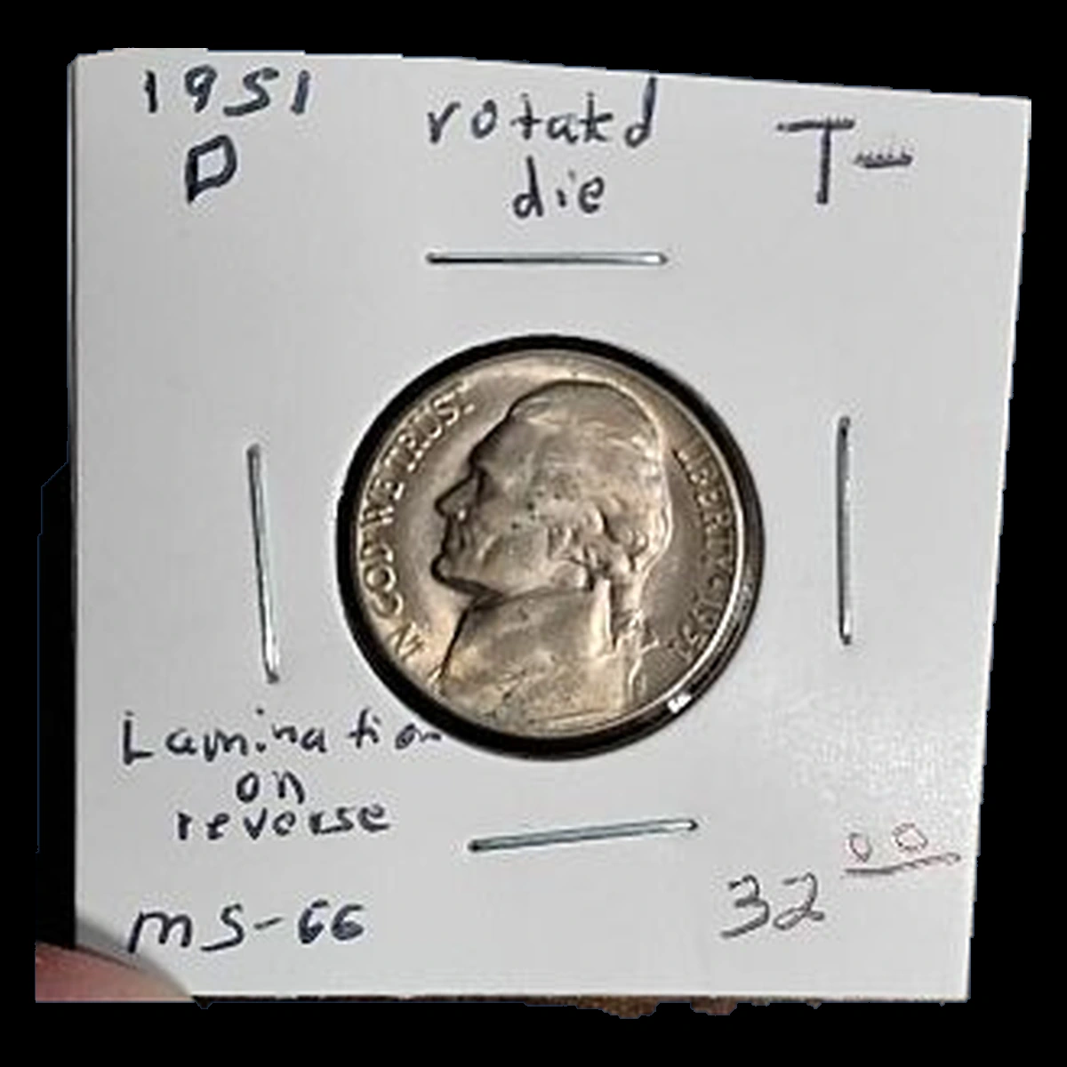 1951 Jefferson Nickel: Lamination
