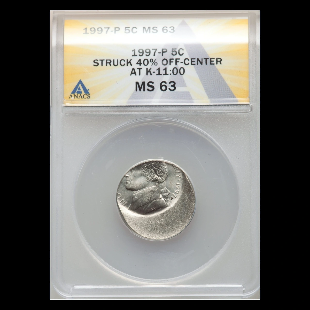 1997 Jefferson Nickel: Off-Center Strike