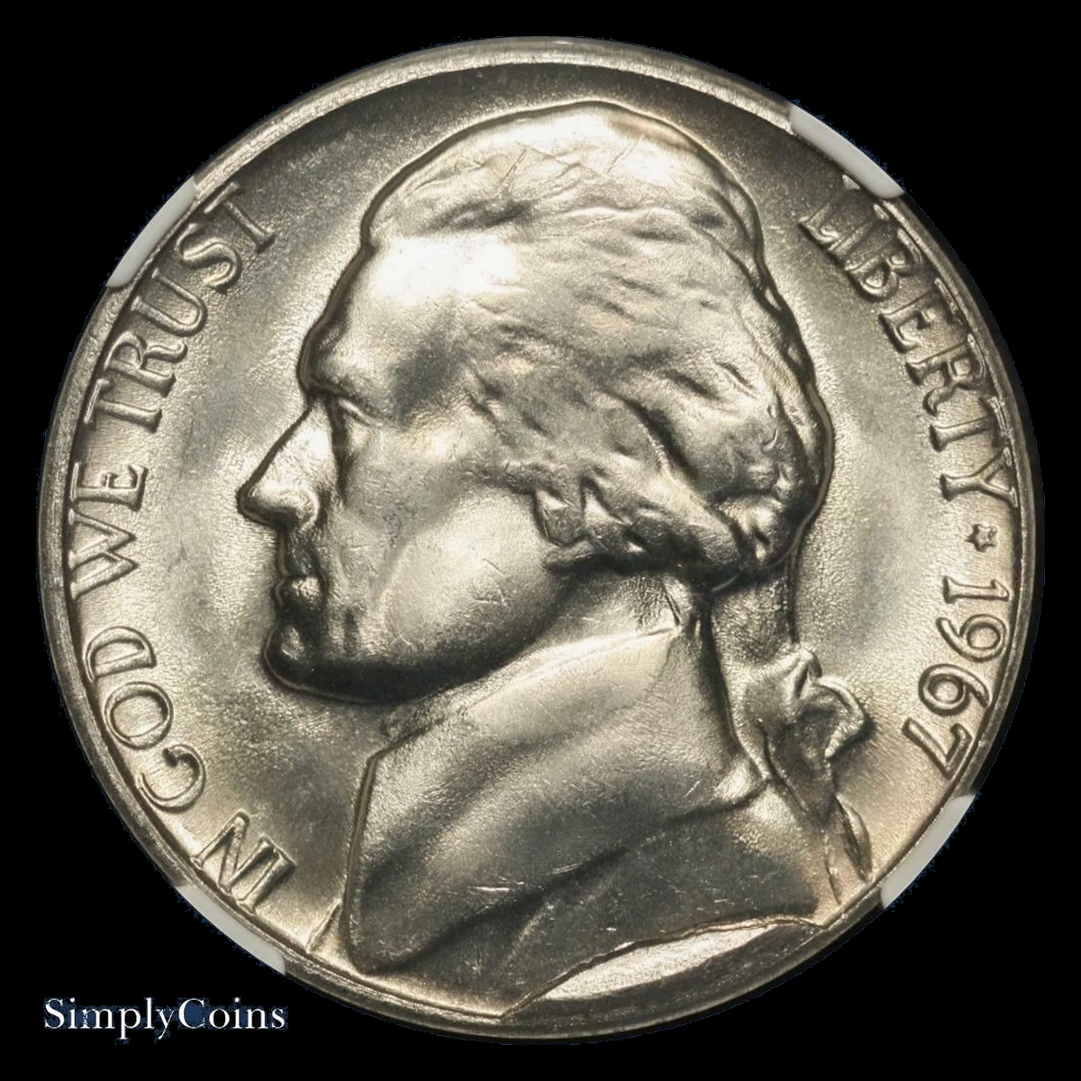 1967 Jefferson Nickel: Cud die break
