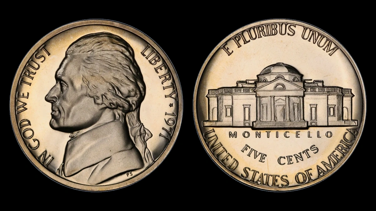 1971 Jefferson Nickel: Missing S on proof