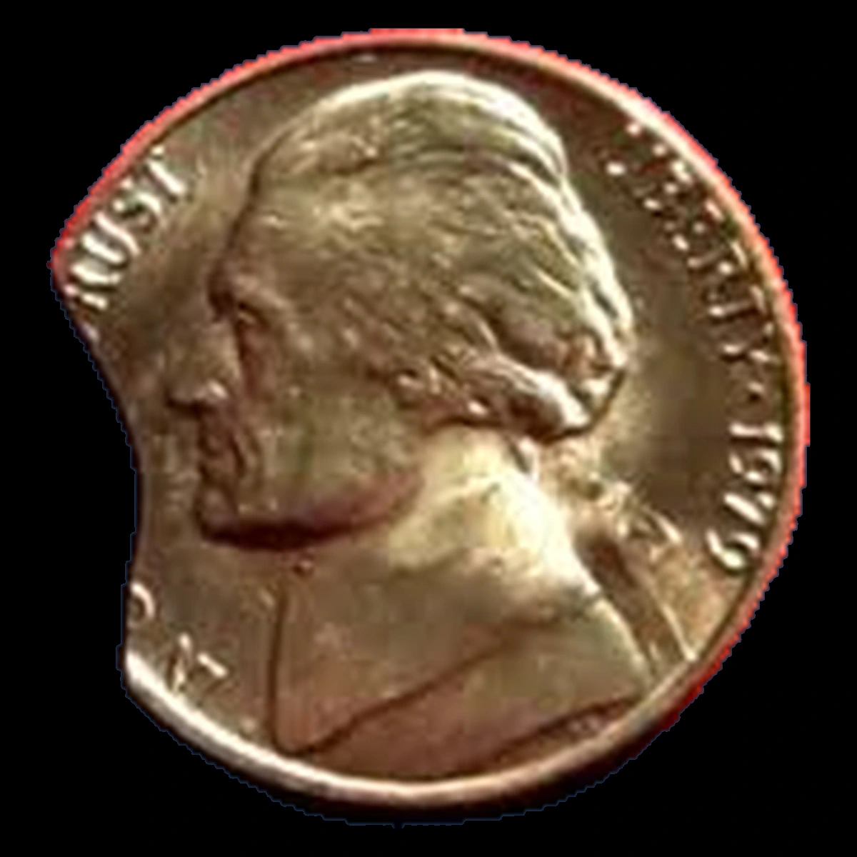 1971 Jefferson Nickel: Clipped Planchet