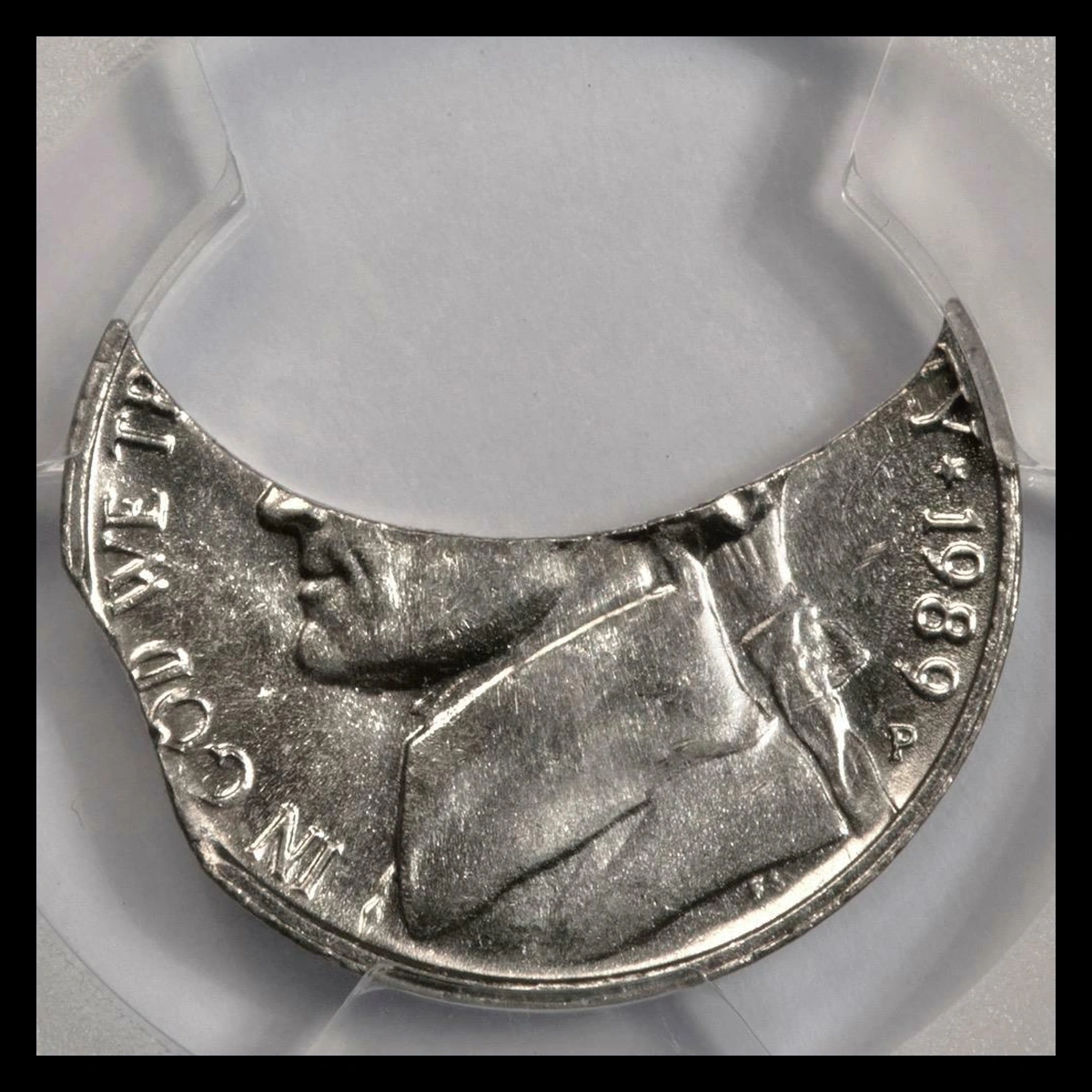1989 Jefferson Nickel: Clipped Planchet