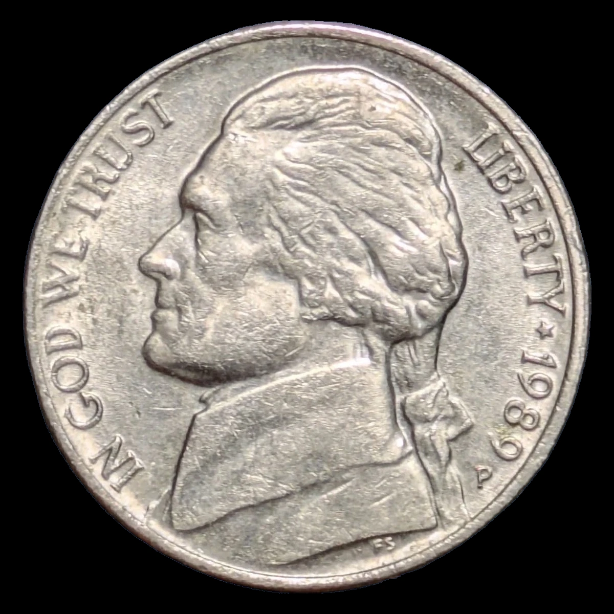 1989 Jefferson Nickel: Misaligned Die