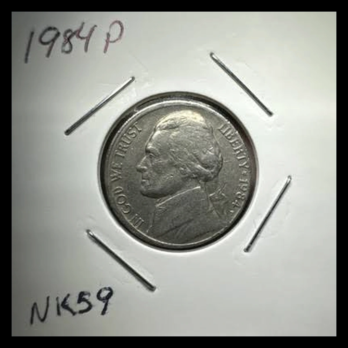 1984 Jefferson Nickel: Misaligned Die
