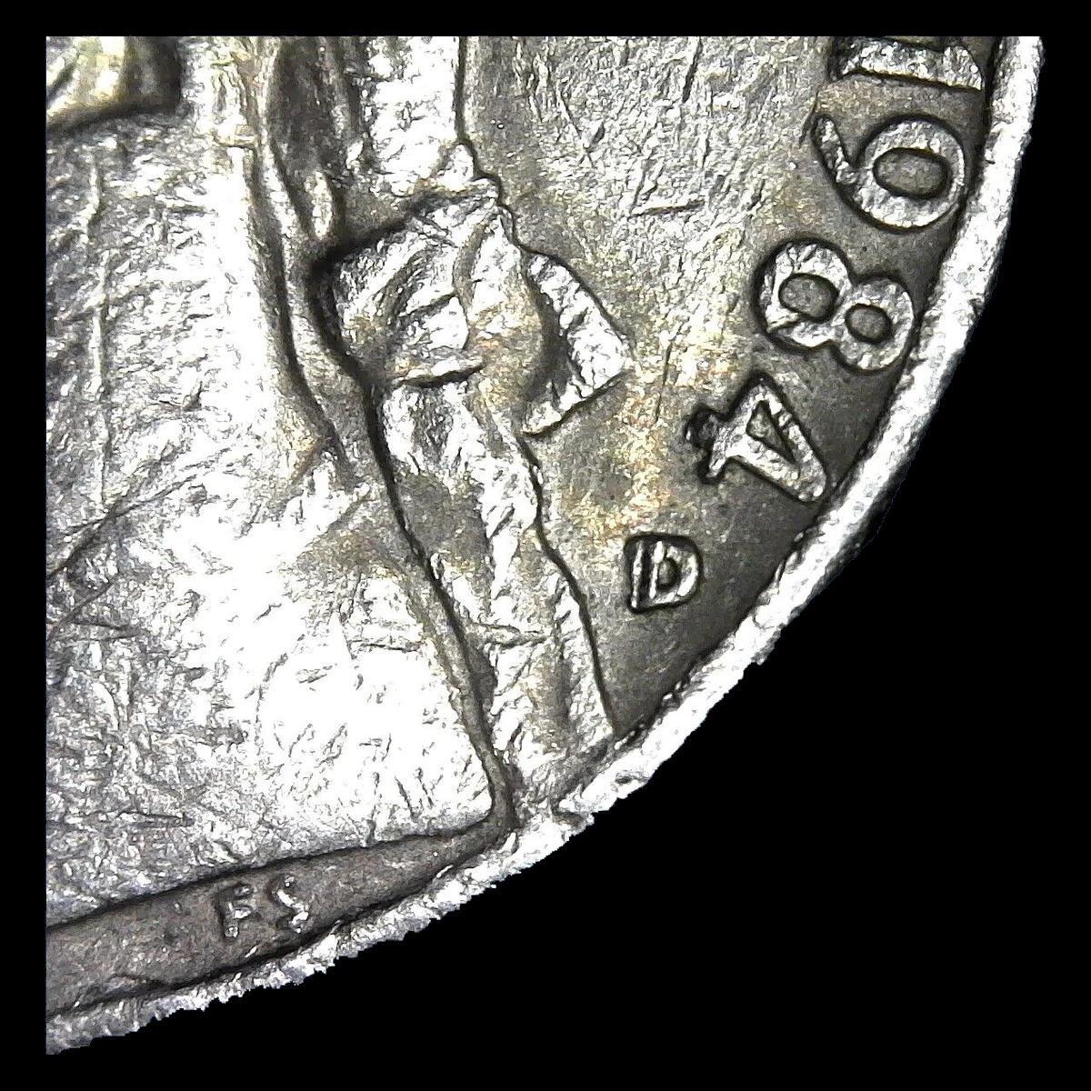 1984 Jefferson Nickel: Repunched Mintmark