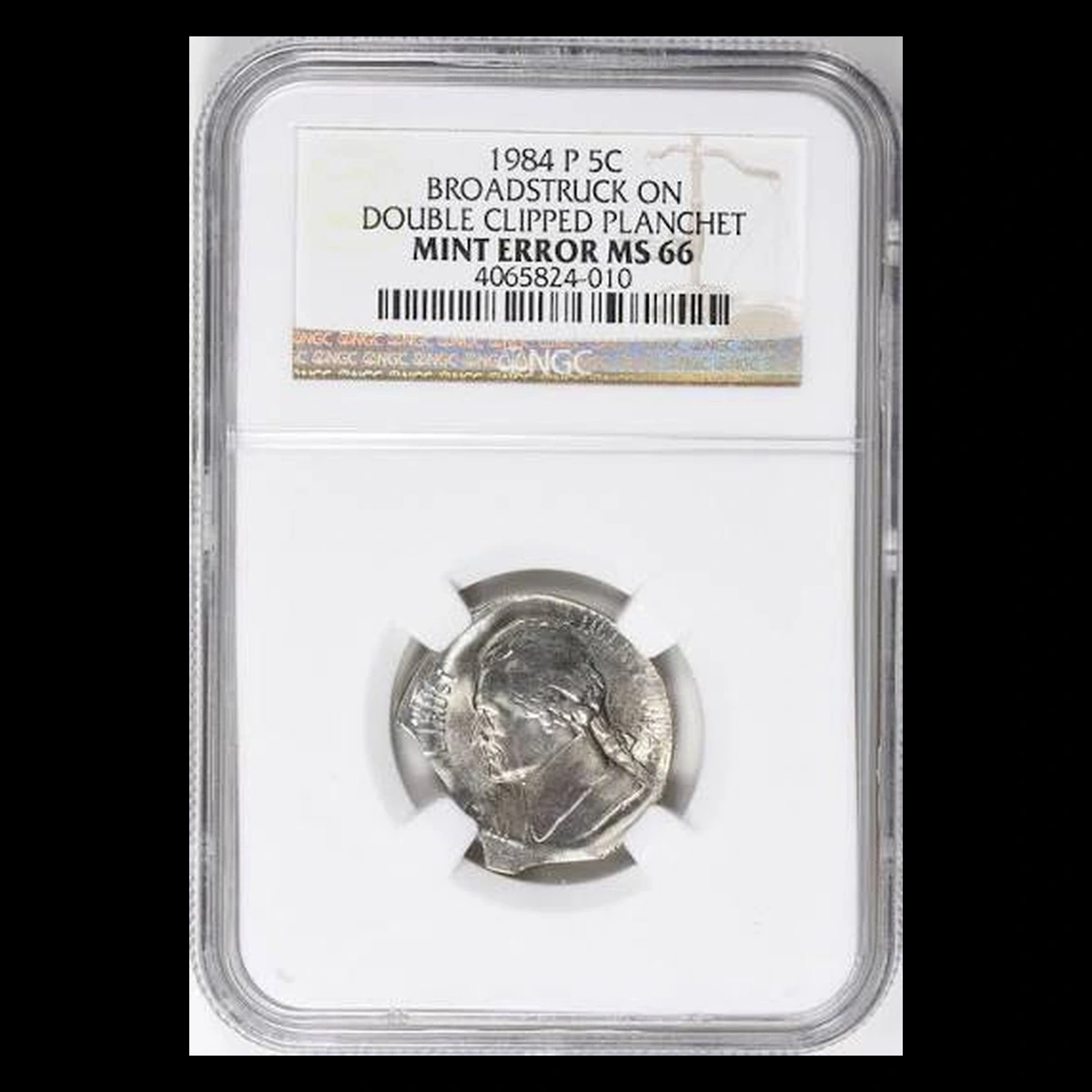 1984 Jefferson Nickel: Clipped Planchet