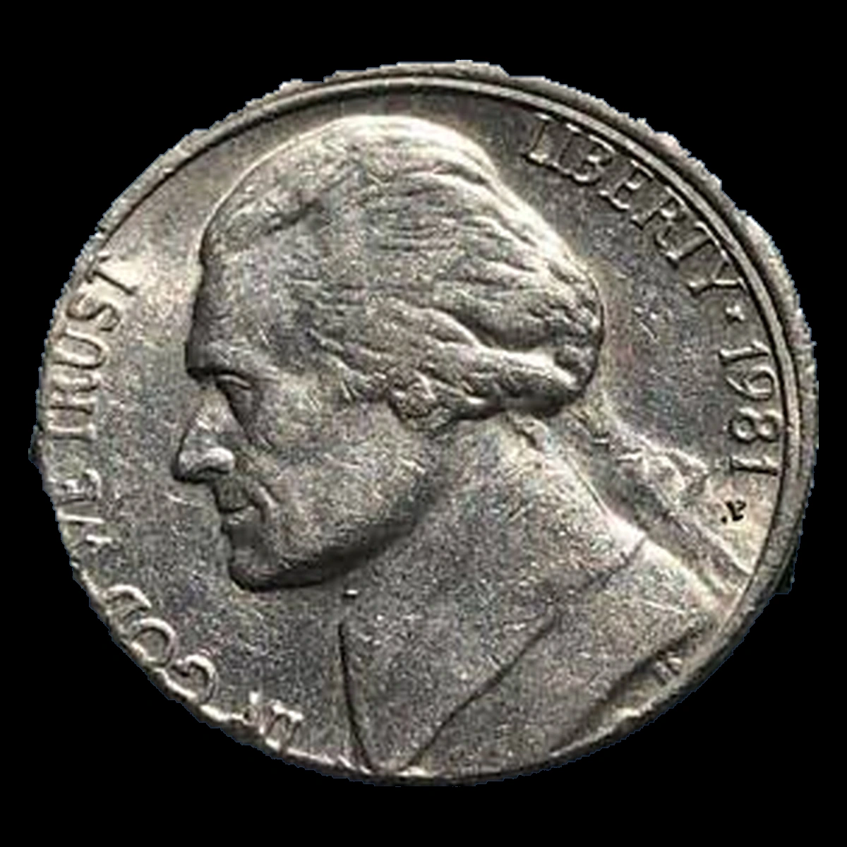 1981 Jefferson Nickel: Misaligned Die