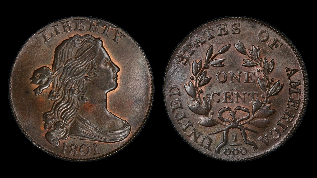 1801 Draped Bust Cent: Blundered Fraction / Reverse Lettering