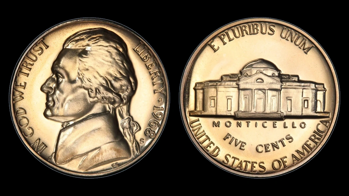 1968 Jefferson Nickel: Repunched Mintmark