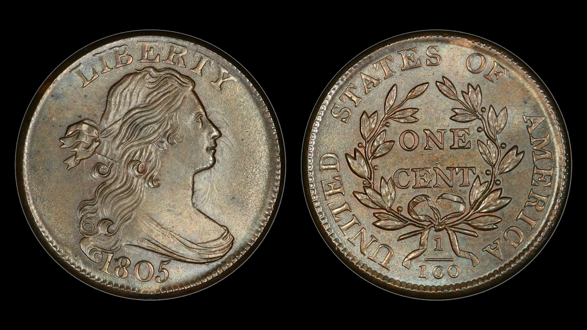 1805 Draped Bust Cent, obverse and reverse