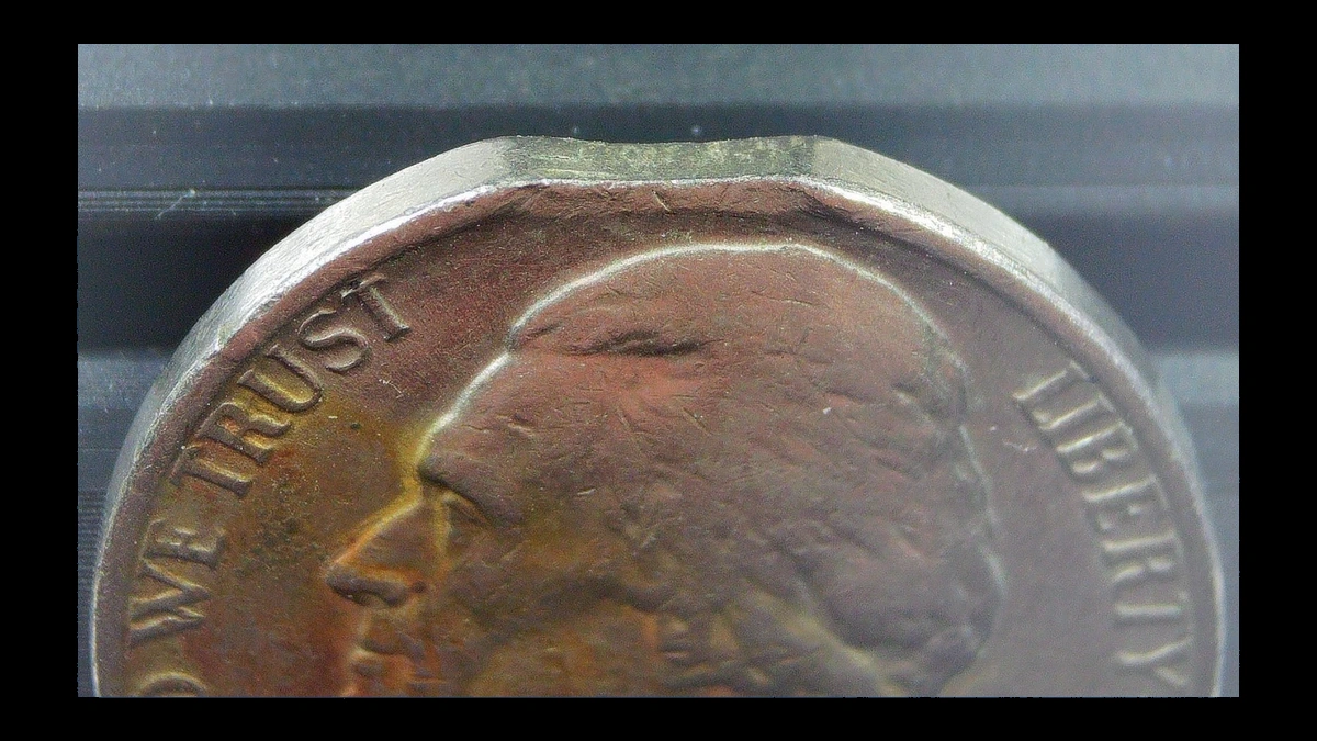 1985 Jefferson Nickel: Clipped Planchet