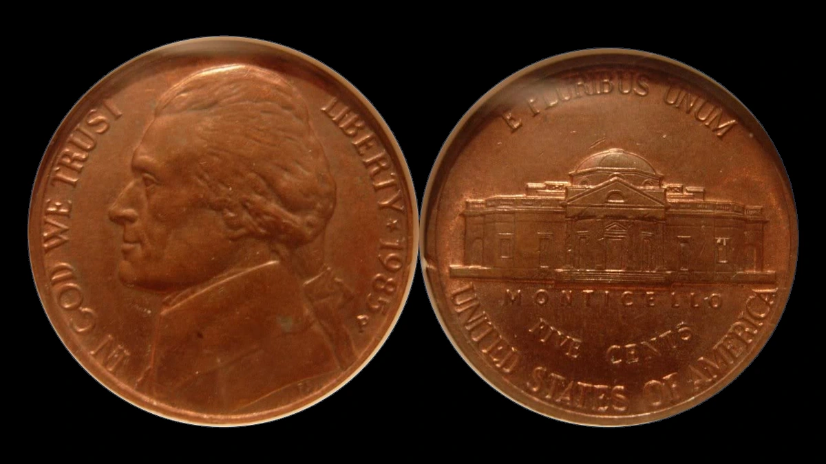 1985 Jefferson Nickel: Improperly annealed blank