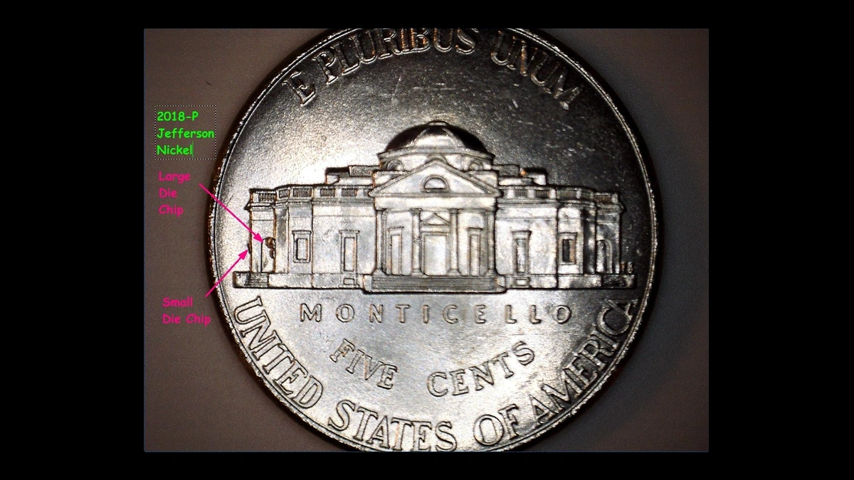 2018 Jefferson Nickel: Die Crack / Die Chip
