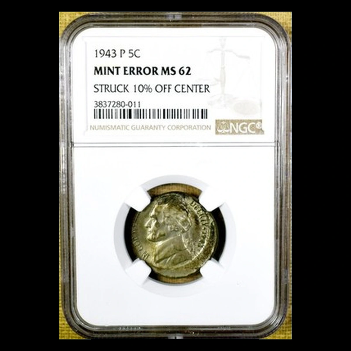 1943 Jefferson Nickel: Off-Center Strike