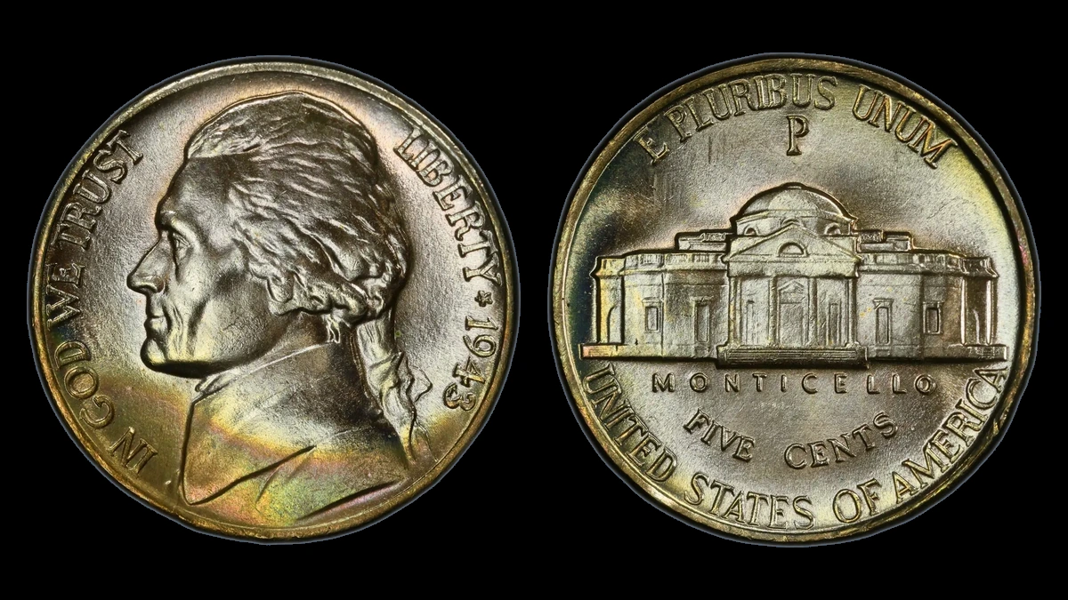 1943 Jefferson Nickel: 1943 over1942 date
