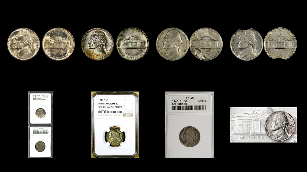 1943 Nickel Errors — error coin photographs