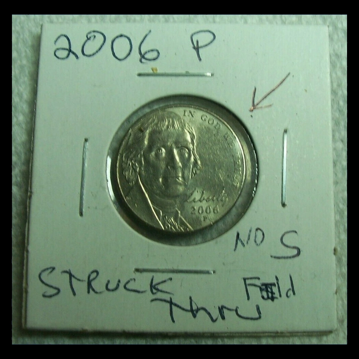 2006 Jefferson Nickel: Struck-Through Error
