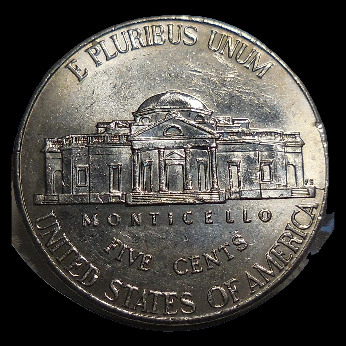 2010 Jefferson Nickel: Die Crack / Die Chip