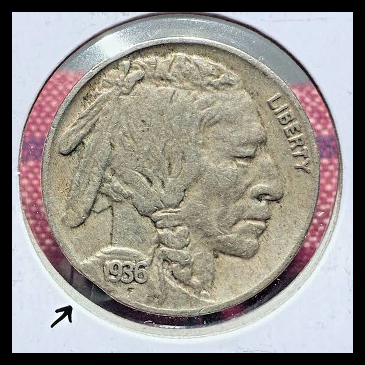 1936 Buffalo Nickel: Clipped Planchet