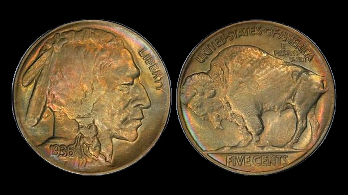 1936 Buffalo Nickel: Overpolished Die
