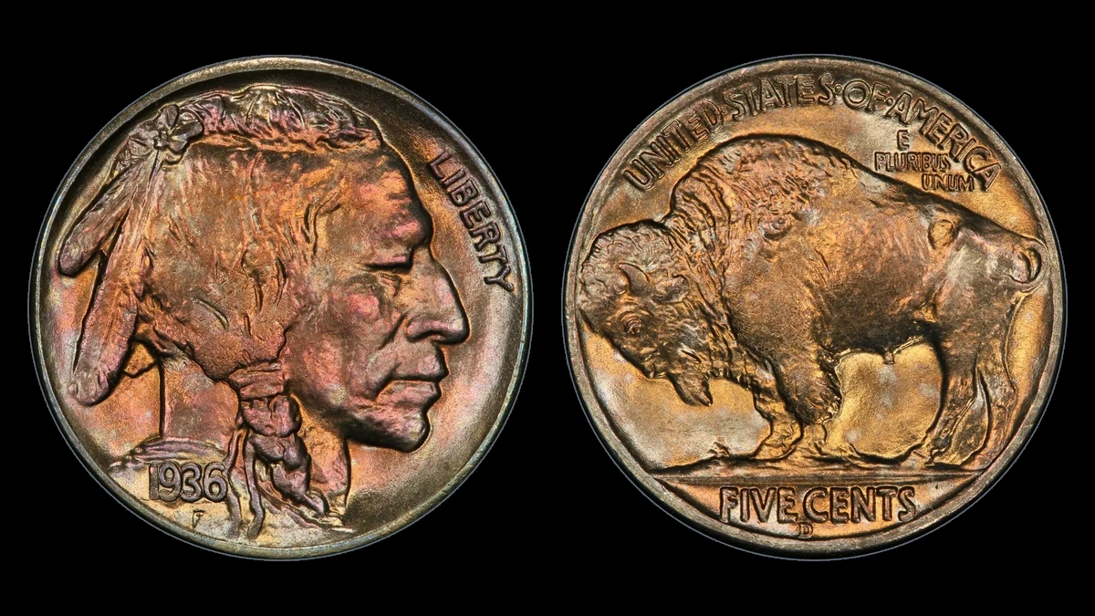 1936 Buffalo Nickel: Repunched Mintmark