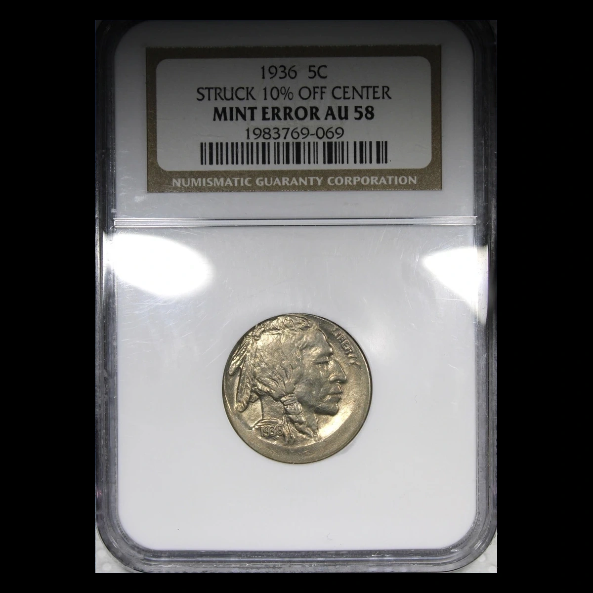 1936 Buffalo Nickel: Off-Center Strike
