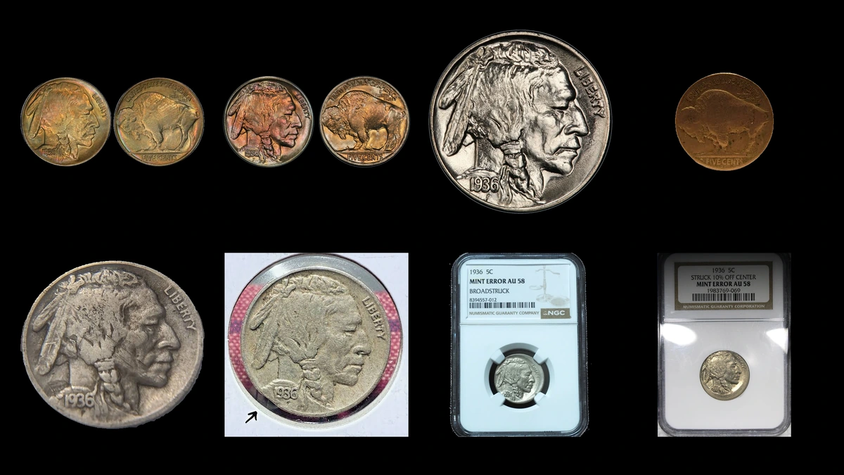 1936 Nickel Errors — error coin photographs