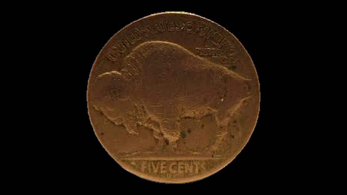 1936 Buffalo Nickel: Struck Through