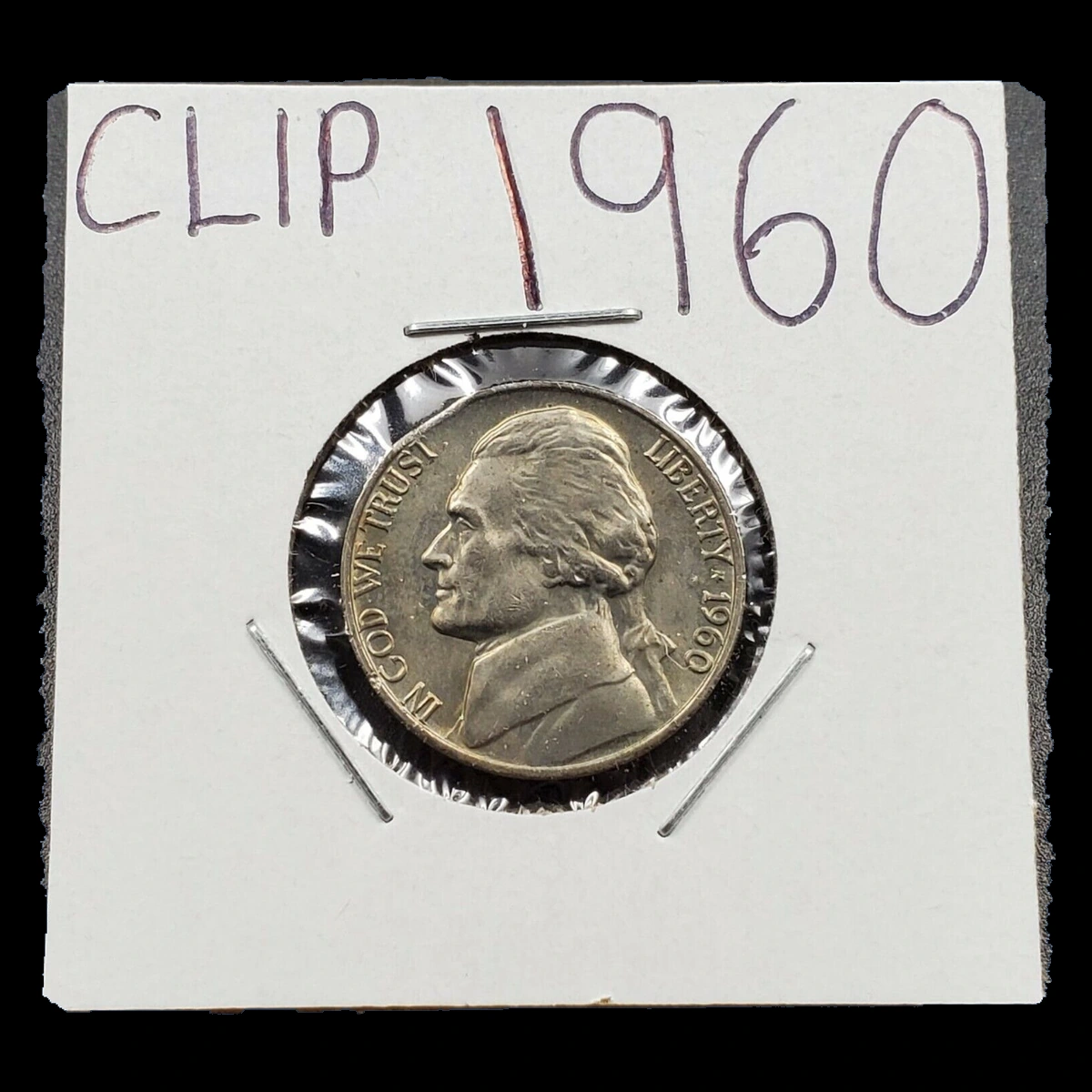 1960 Jefferson Nickel: Clipped Planchet