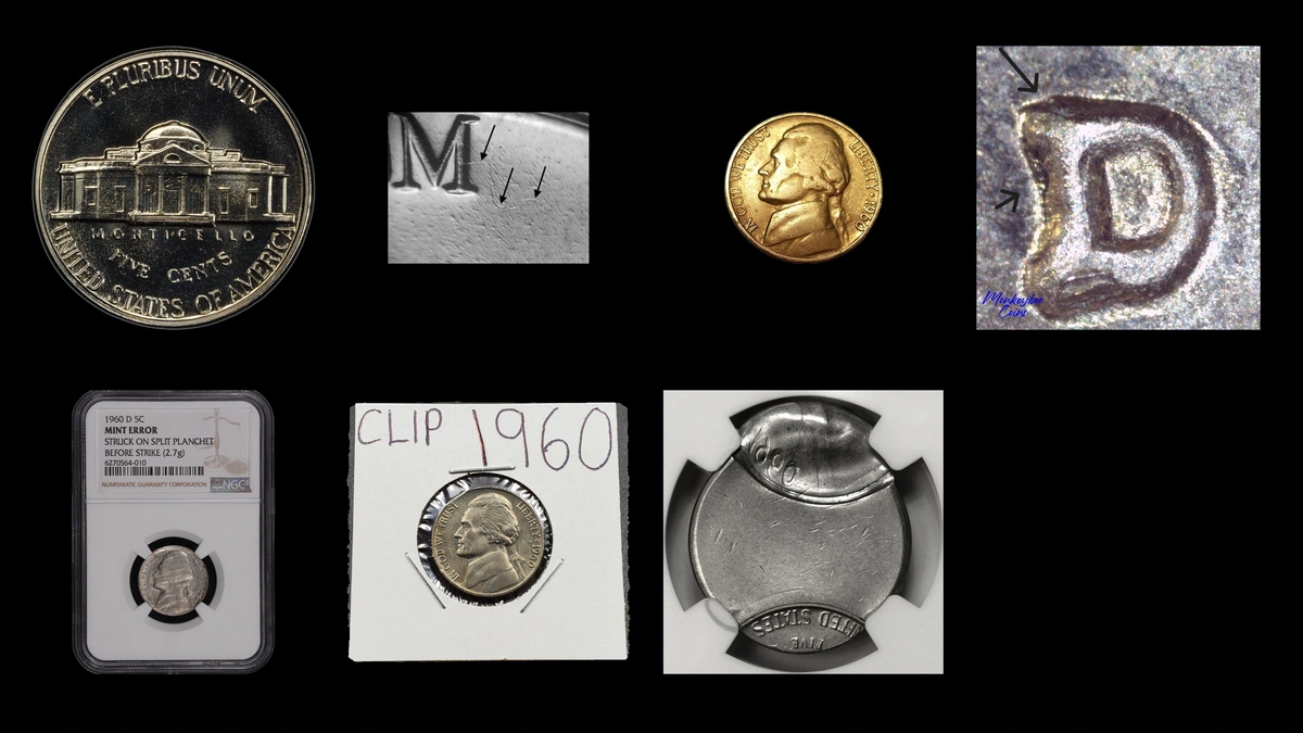 1960 Nickel Errors — error coin photographs
