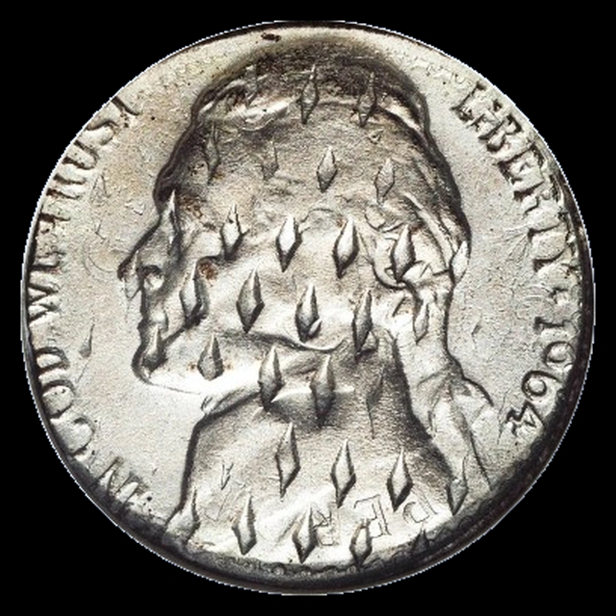 1964 Jefferson Nickel: Overstrike / Double Denomination