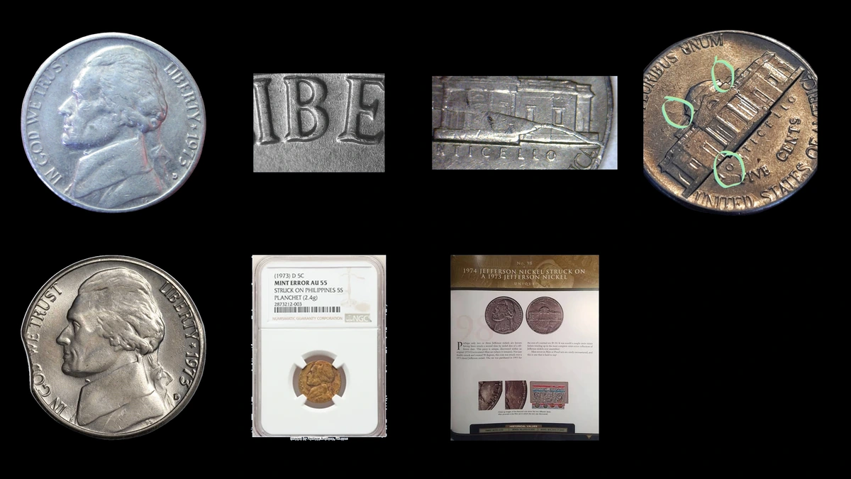 1973 Nickel Errors — error coin photographs