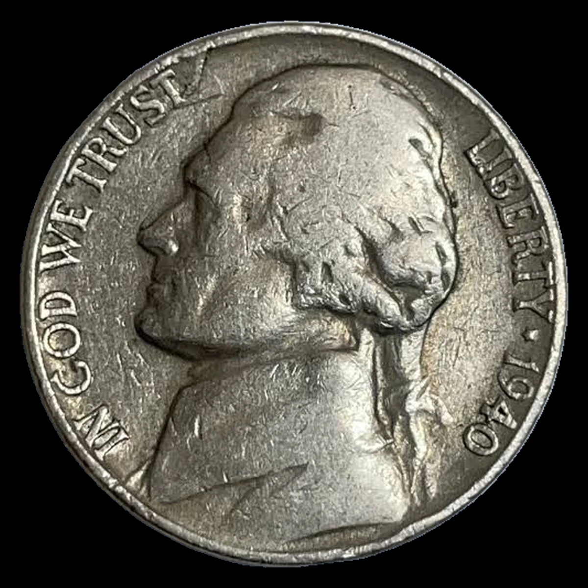 1940 Jefferson Nickel: reverse strike-through