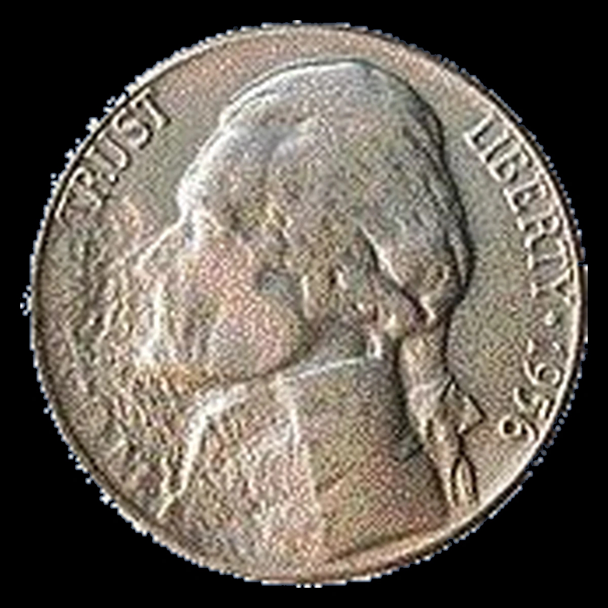 1956 Jefferson Nickel: Struck Through