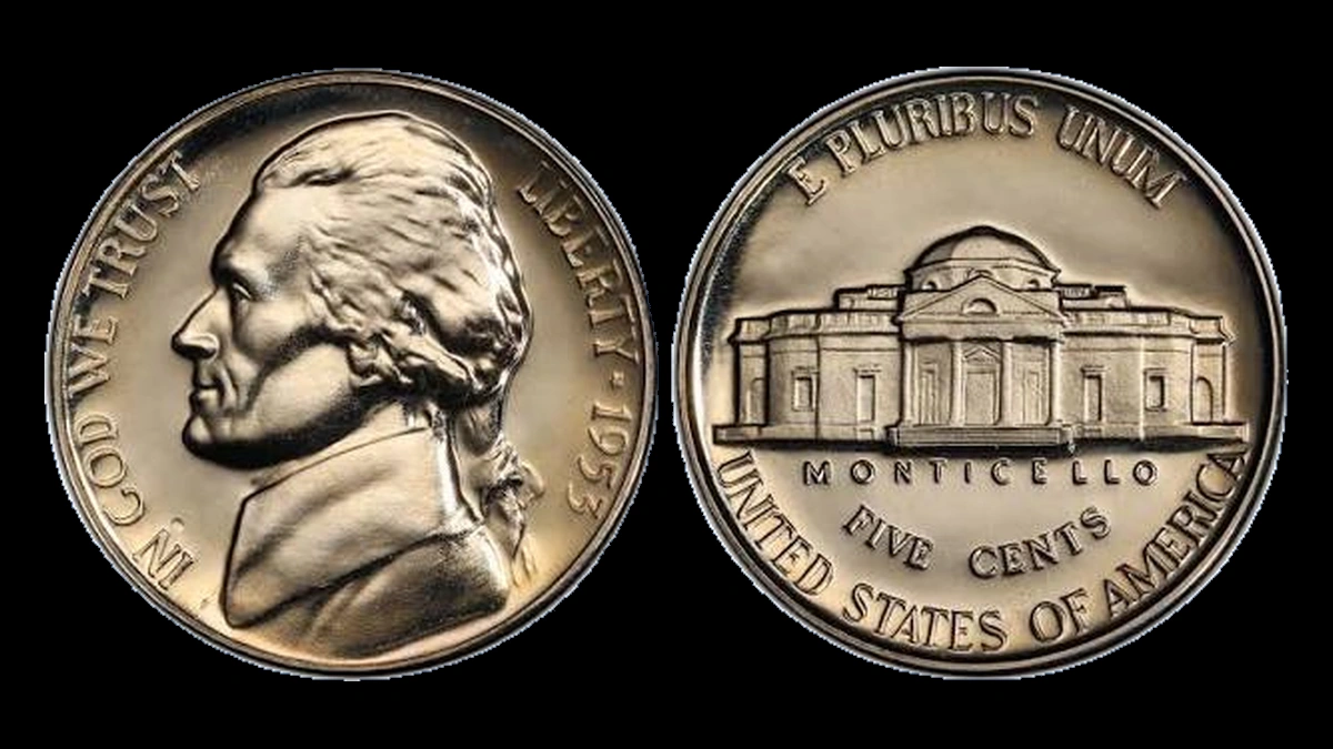 1953 Jefferson Nickel: Repunched Design