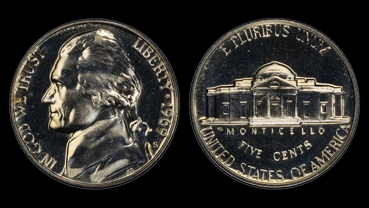 1969 Jefferson Nickel: Repunched Mintmark