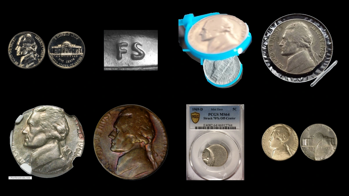 1969 Nickel Errors — error coin photographs