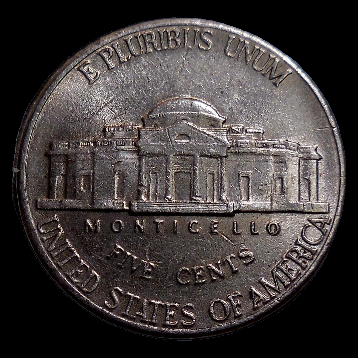 2002 Jefferson Nickel: Die Crack / Die Chip