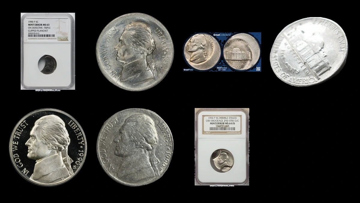 1990 Nickel Errors — error coin photographs