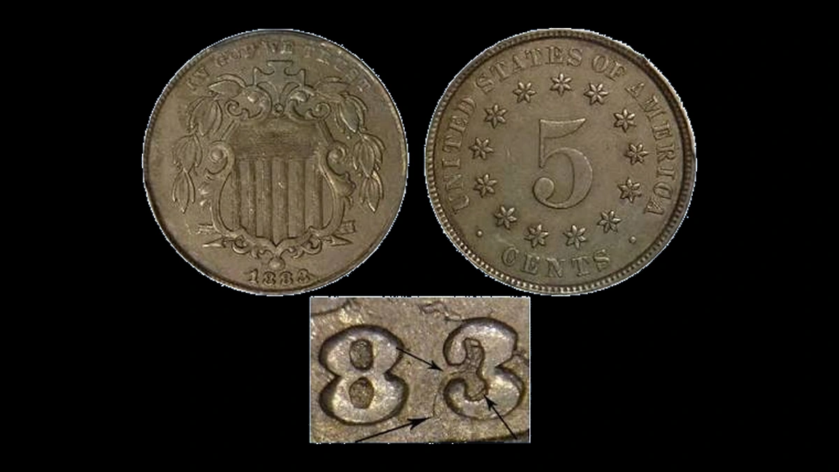 1883 Shield Nickel: Overdate